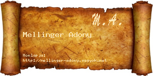 Mellinger Adony névjegykártya